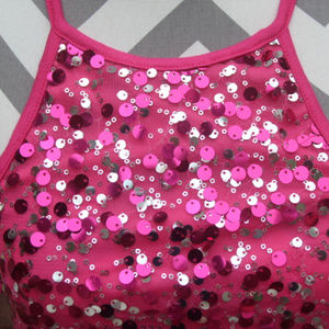 HOT PINK, SEQUINED HALTER